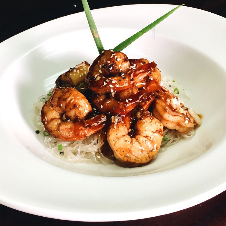 Oriental Shrimp with Sesame Bean Thread Noodles