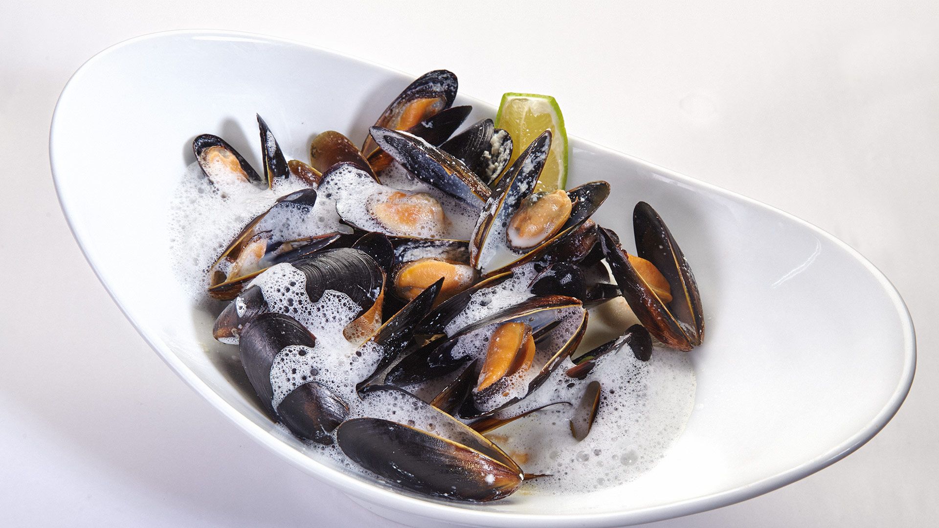 Steamed Chilean Mussels, Coconut Lemon Emulsion