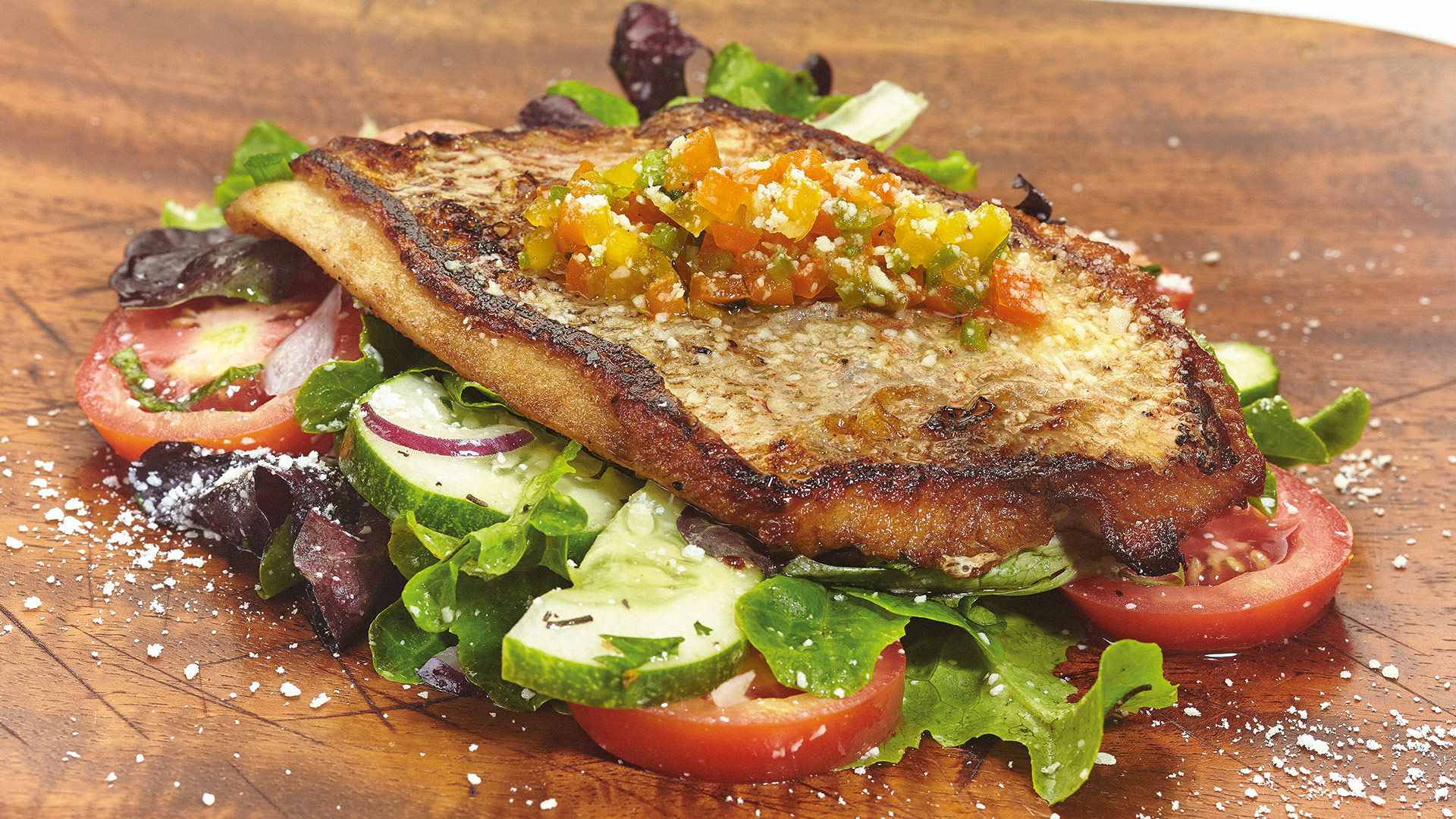 Pan Seared Red Snapper Salad